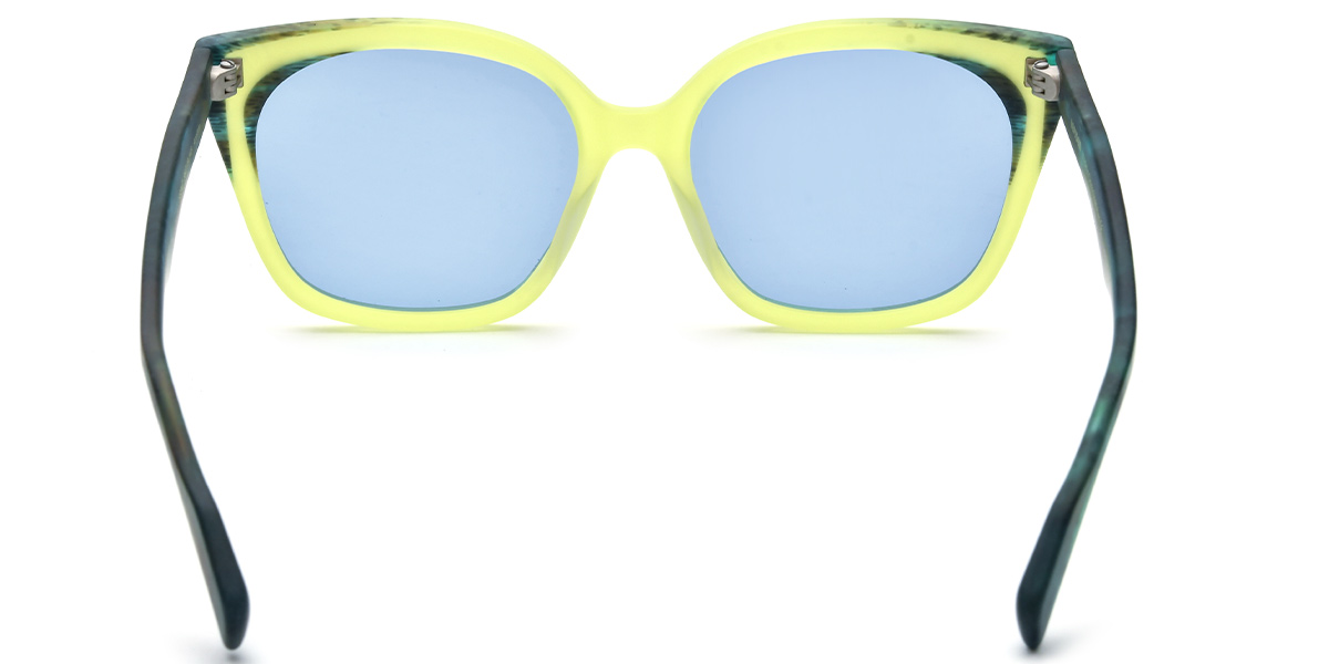 Acetate Square Sunglasses pattern-green+light_blue_polarized