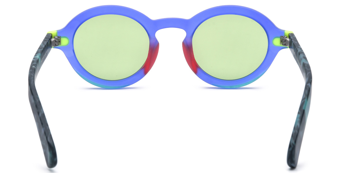 Acetate Round Sunglasses pattern-blue+light_green_polarized