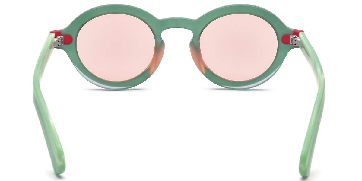 Acetate Round Sunglasses pattern-green+rose_polarized