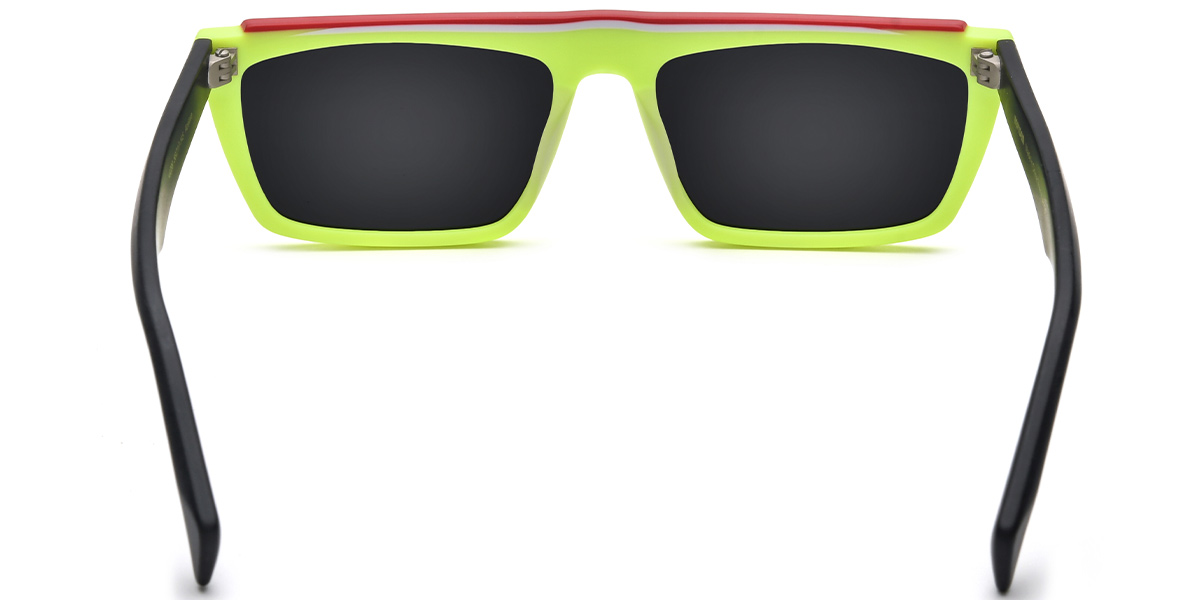 Acetate Rectangle Sunglasses pattern-green+dark_grey_polarized