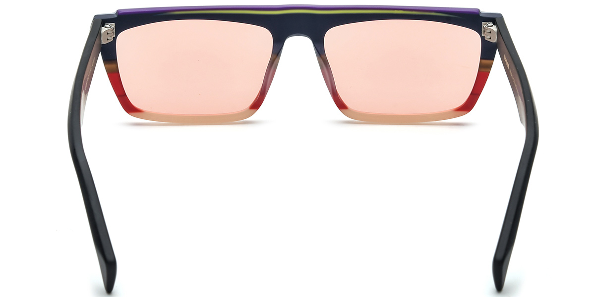 Acetate Rectangle Sunglasses pattern-purple+rose_polarized