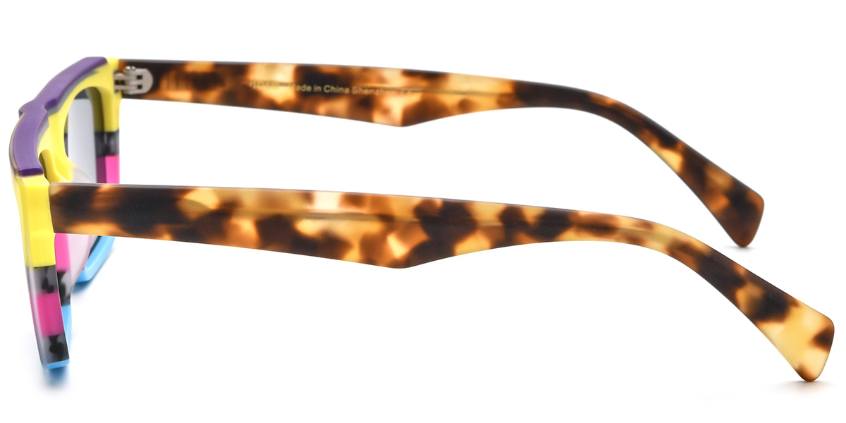 Acetate Rectangle Sunglasses pattern-yellow+dark_grey_polarized