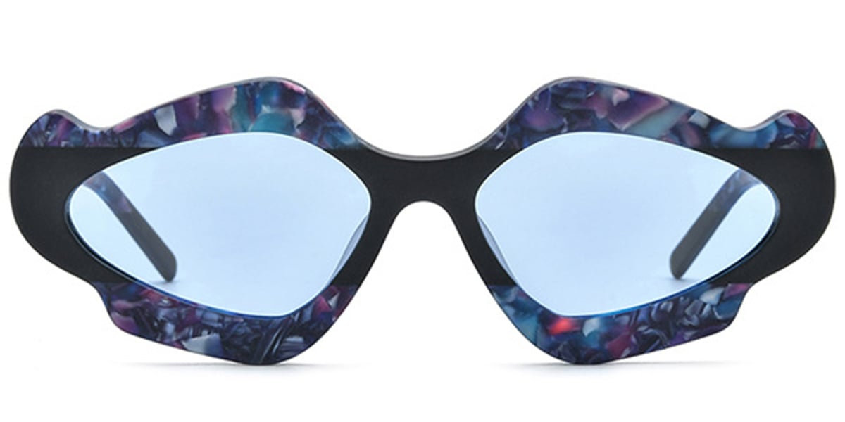 Acetate Geometric Sunglasses pattern-blue+light_blue_polarized