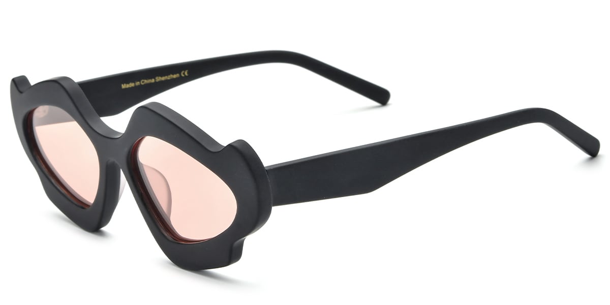Acetate Geometric Sunglasses black+rose_polarized
