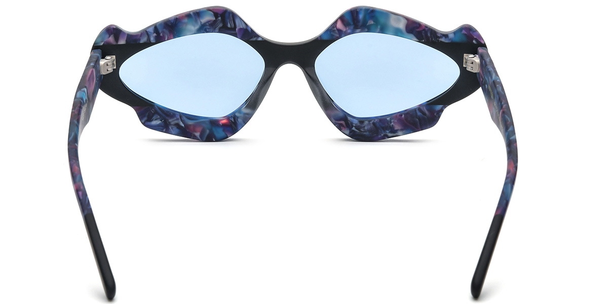 Acetate Geometric Sunglasses pattern-blue+light_blue_polarized