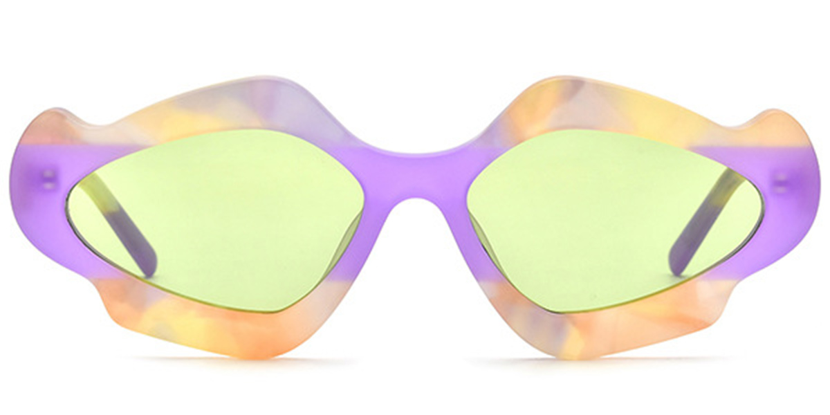 Acetate Geometric Sunglasses pattern-purple+light_green_polarized