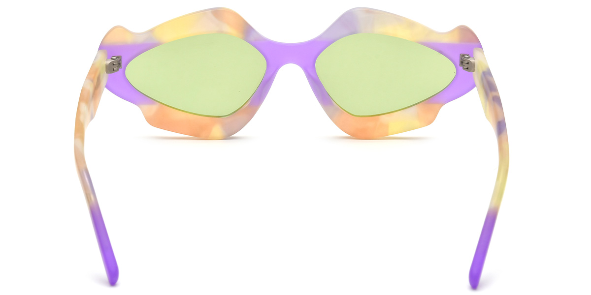 Acetate Geometric Sunglasses pattern-purple+light_green_polarized