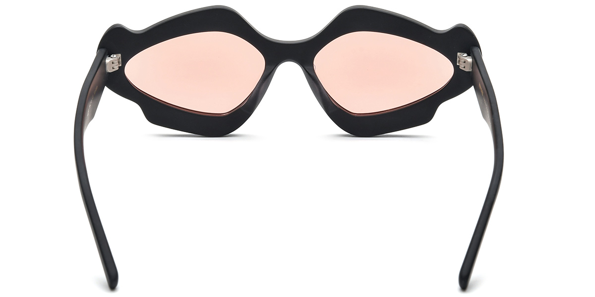 Acetate Geometric Sunglasses black+rose_polarized