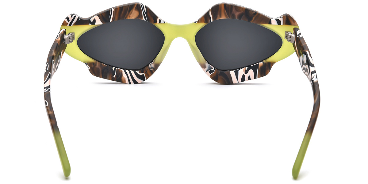 Acetate Geometric Sunglasses pattern-green+dark_grey_polarized