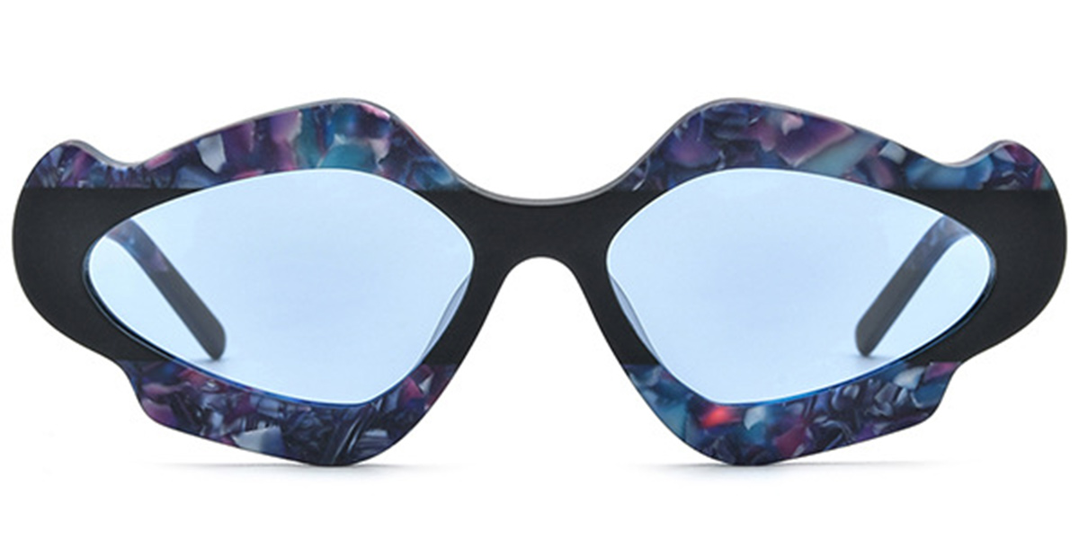 Acetate Geometric Sunglasses pattern-blue+light_blue_polarized