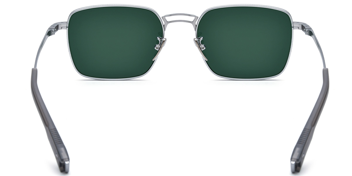 Titanium Square Sunglasses silver+dark_green_polarized