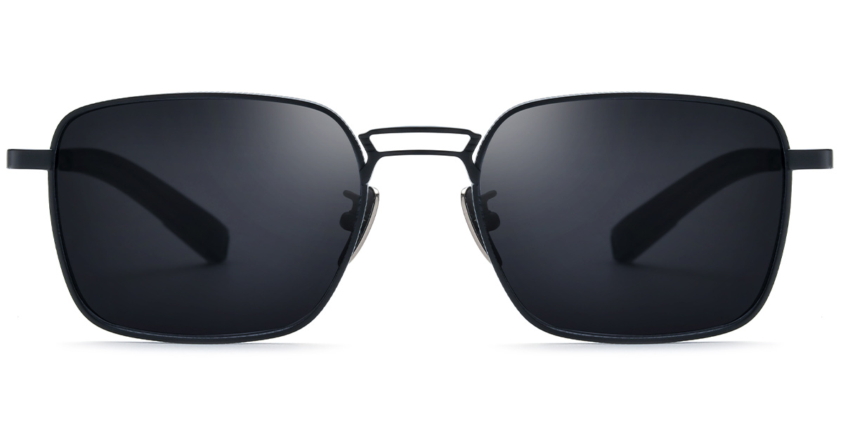 Titanium Square Sunglasses black+dark_grey_polarized