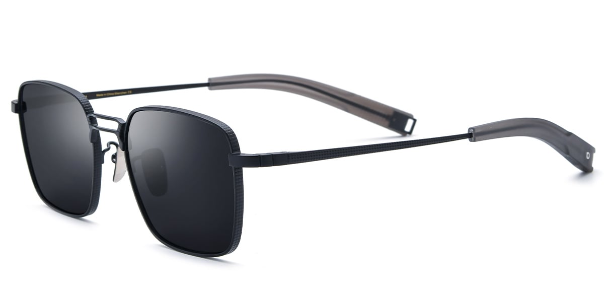 Titanium Square Sunglasses black+dark_grey_polarized