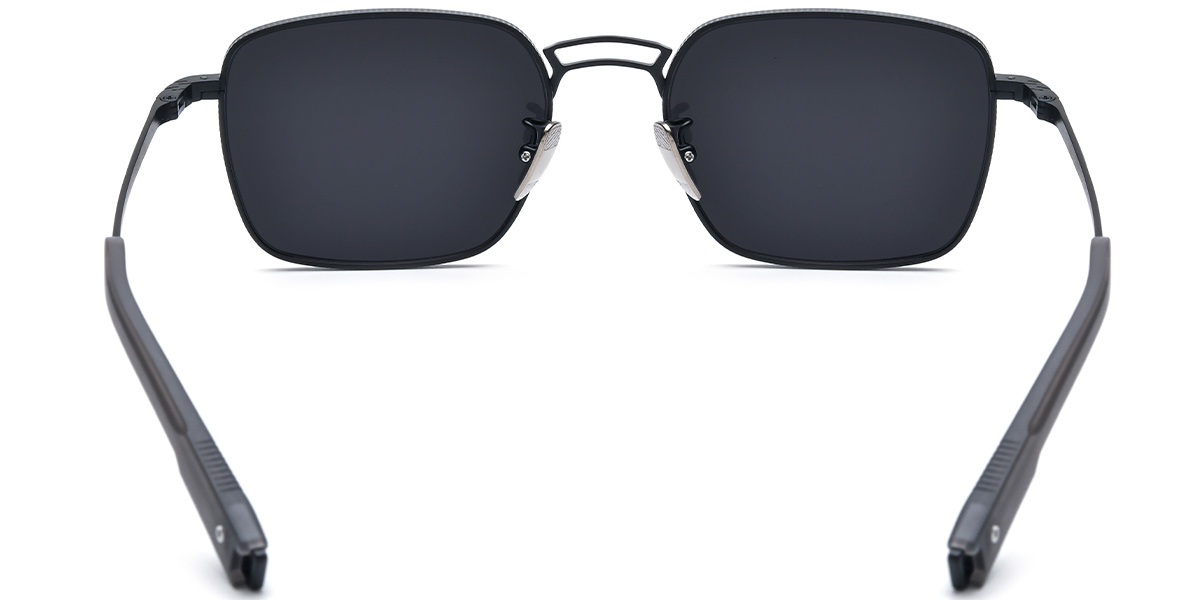 Titanium Square Sunglasses black+dark_grey_polarized