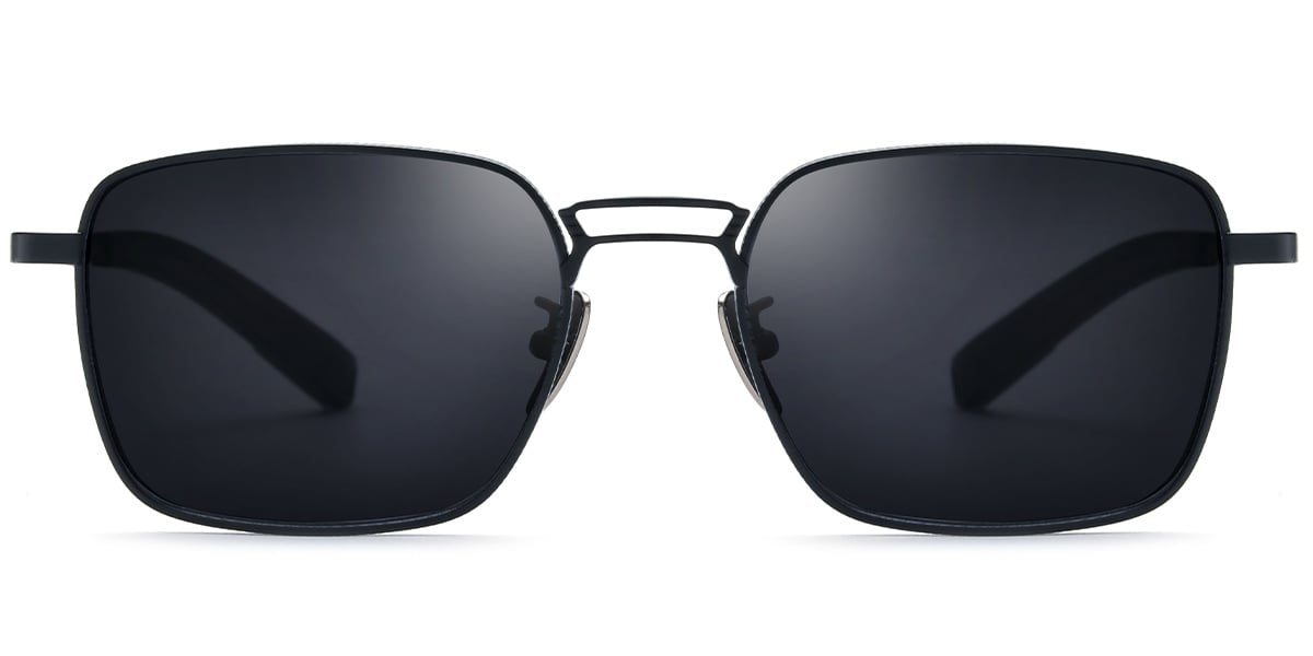 Titanium Square Sunglasses black+dark_grey_polarized