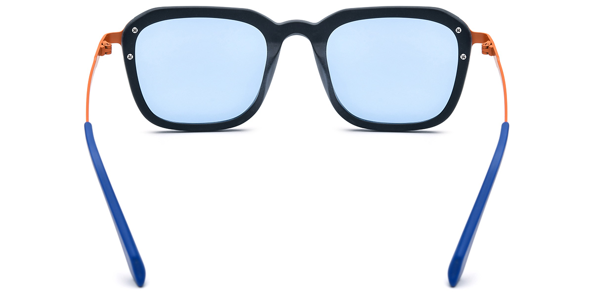 Acetate & Titanium Square Sunglasses pattern-black+light_blue_polarized
