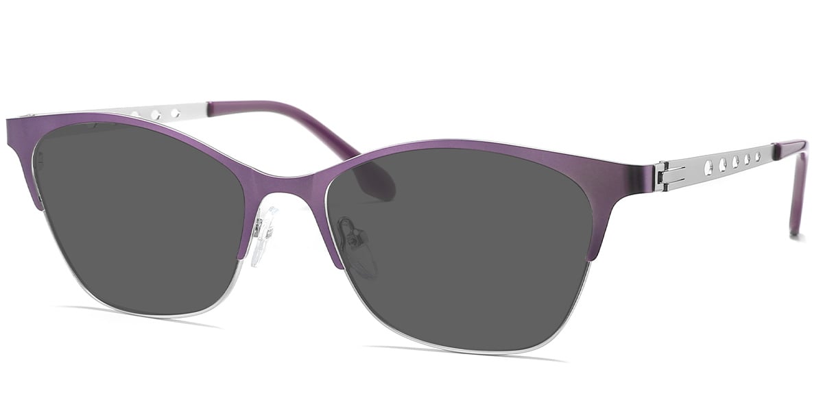 Square Sunglasses silver-purple+dark_grey_polarized
