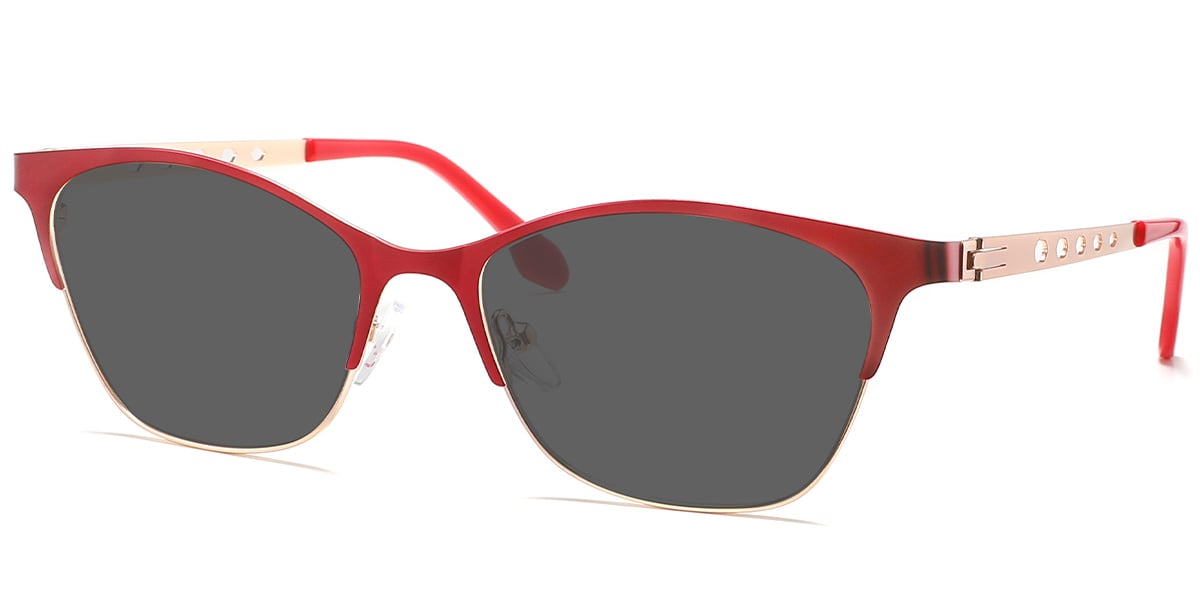 Square Sunglasses rose_gold-red+dark_grey_polarized