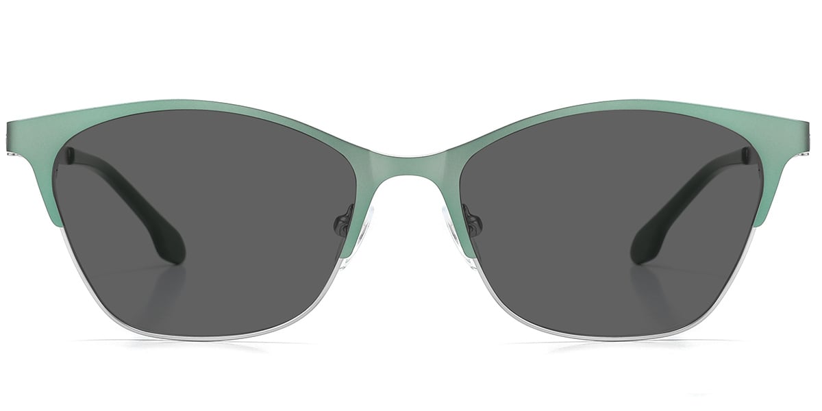 Square Sunglasses silver-green+dark_grey_polarized