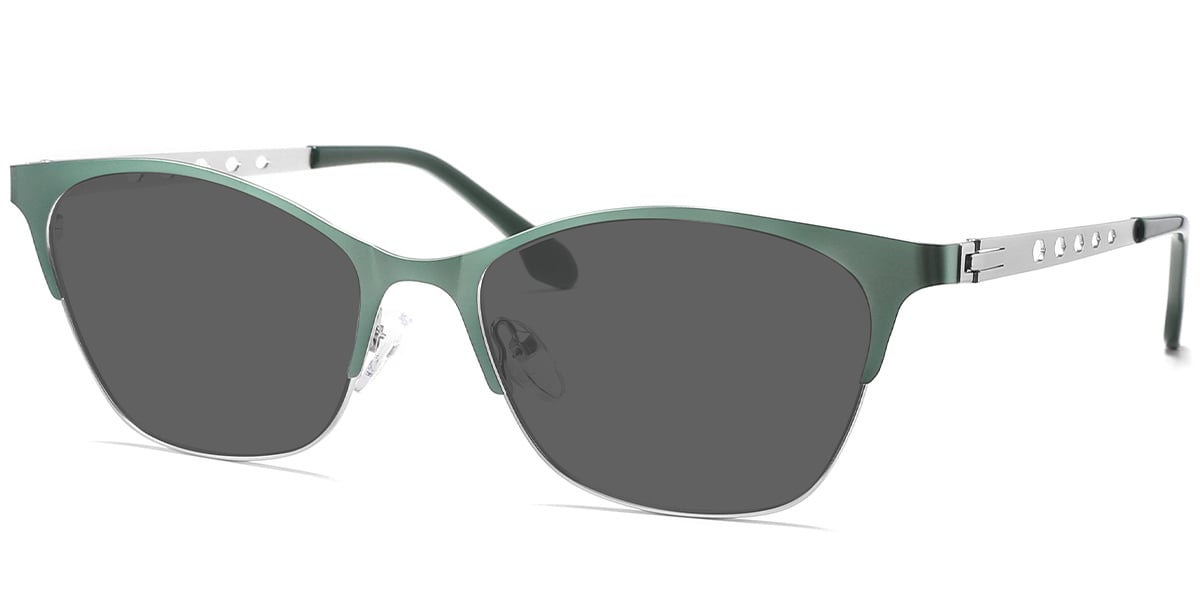 Square Sunglasses silver-green+dark_grey_polarized