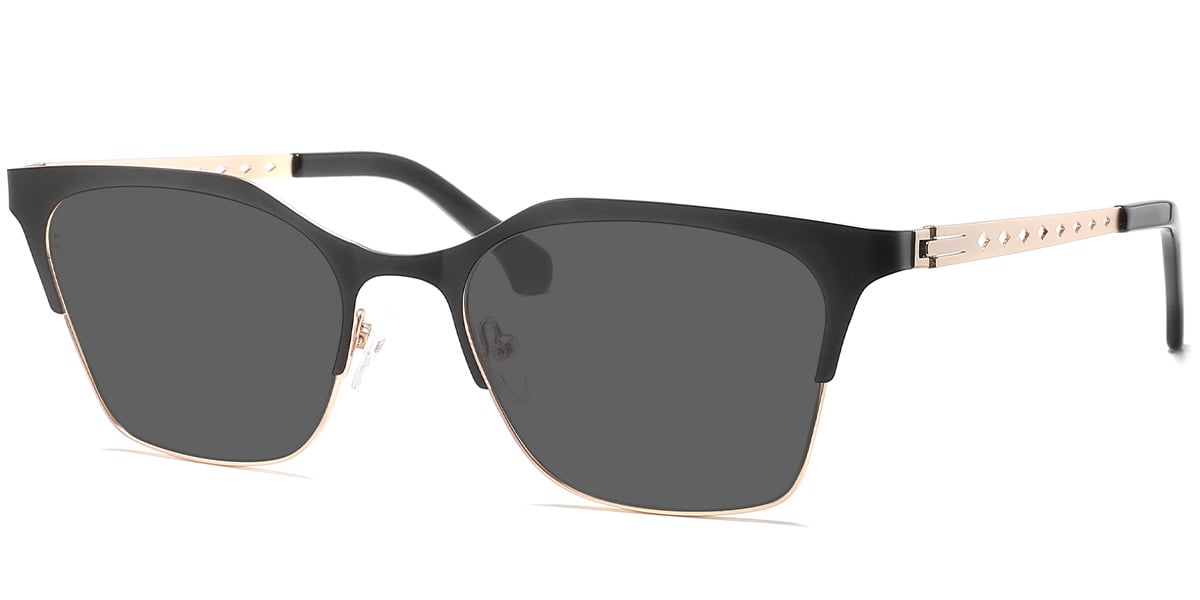 Square Sunglasses black-gold+dark_grey_polarized