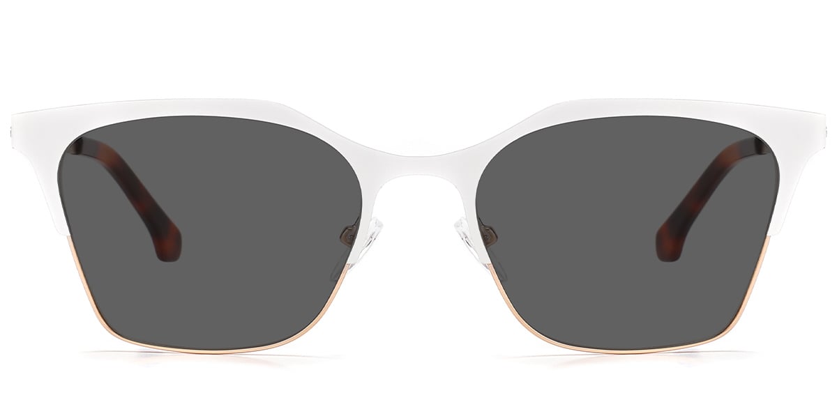 Square Sunglasses silver-white+dark_grey_polarized