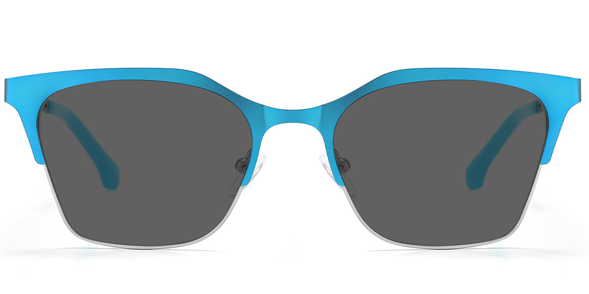 Square Sunglasses silver-blue+dark_grey_polarized