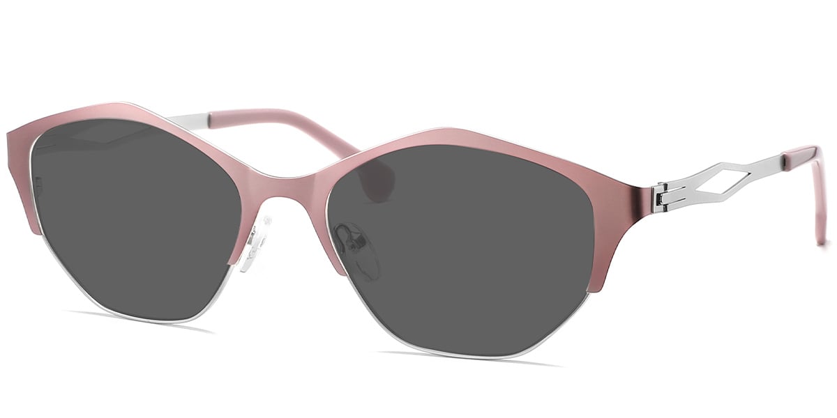 Geometric Sunglasses silver-pink+dark_grey_polarized
