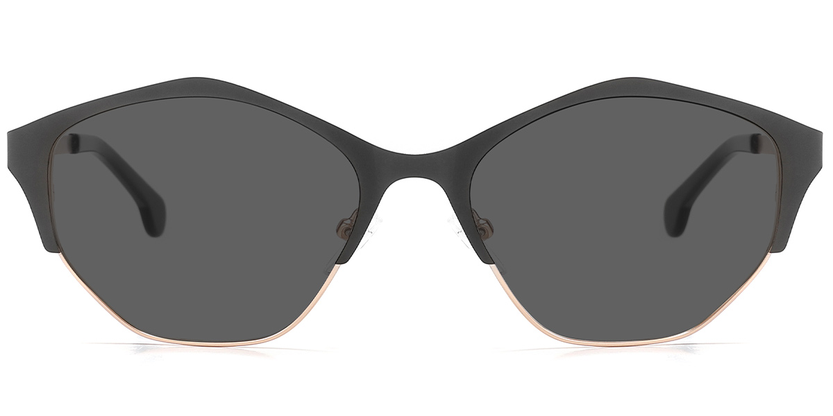 Geometric Sunglasses black-gold+dark_grey_polarized