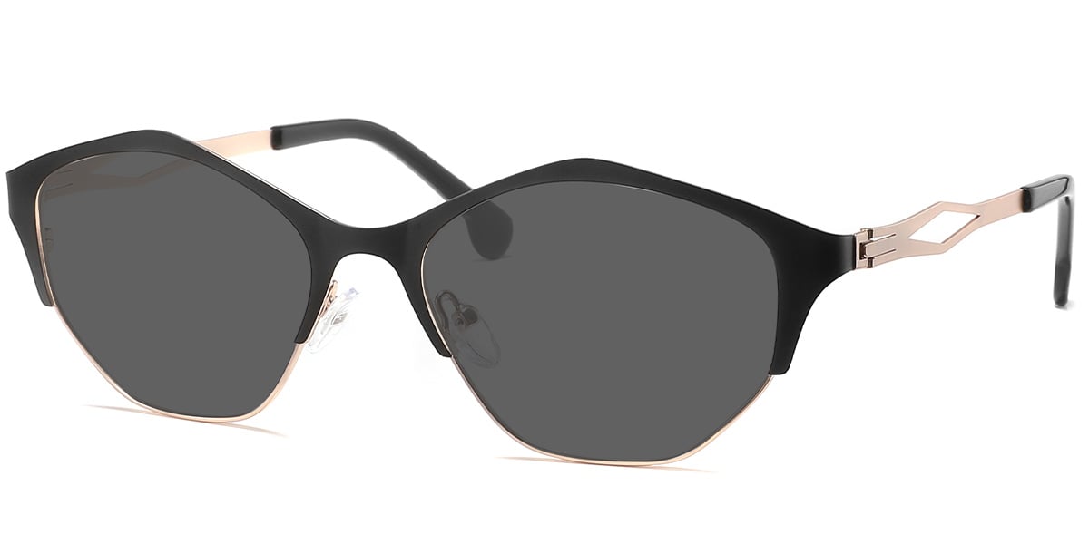 Geometric Sunglasses black-gold+dark_grey_polarized