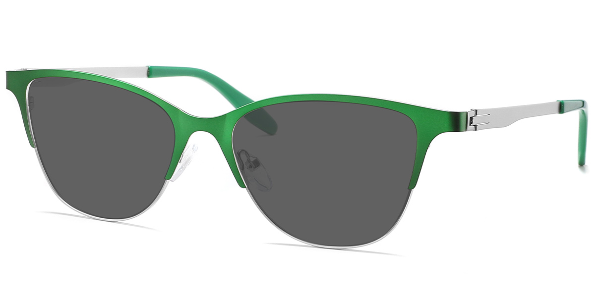 Oval Sunglasses silver-green+dark_grey_polarized