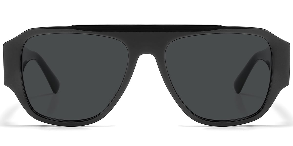 Acetate Square Sunglasses black+dark_grey_polarized