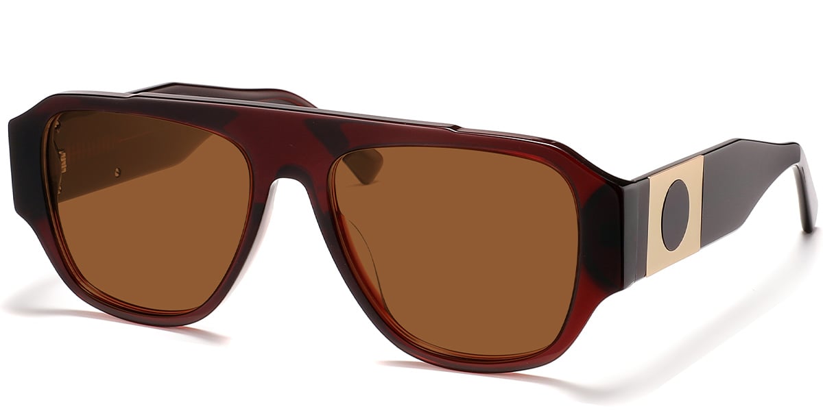Acetate Square Sunglasses brown+dark_grey_polarized