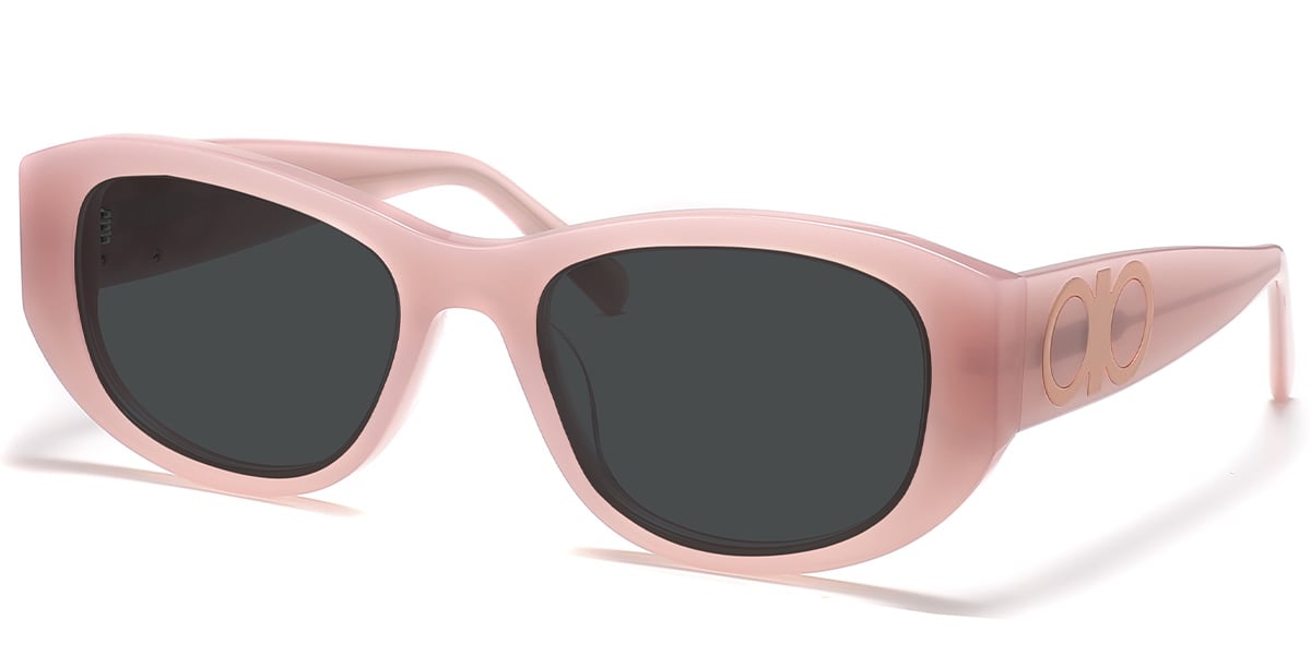 Acetate Rectangle Sunglasses pink+dark_grey_polarized