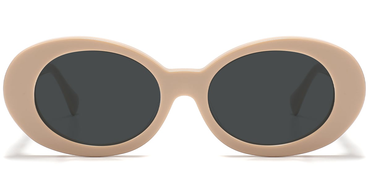 Acetate Oval Sunglasses light_brown+dark_grey_polarized