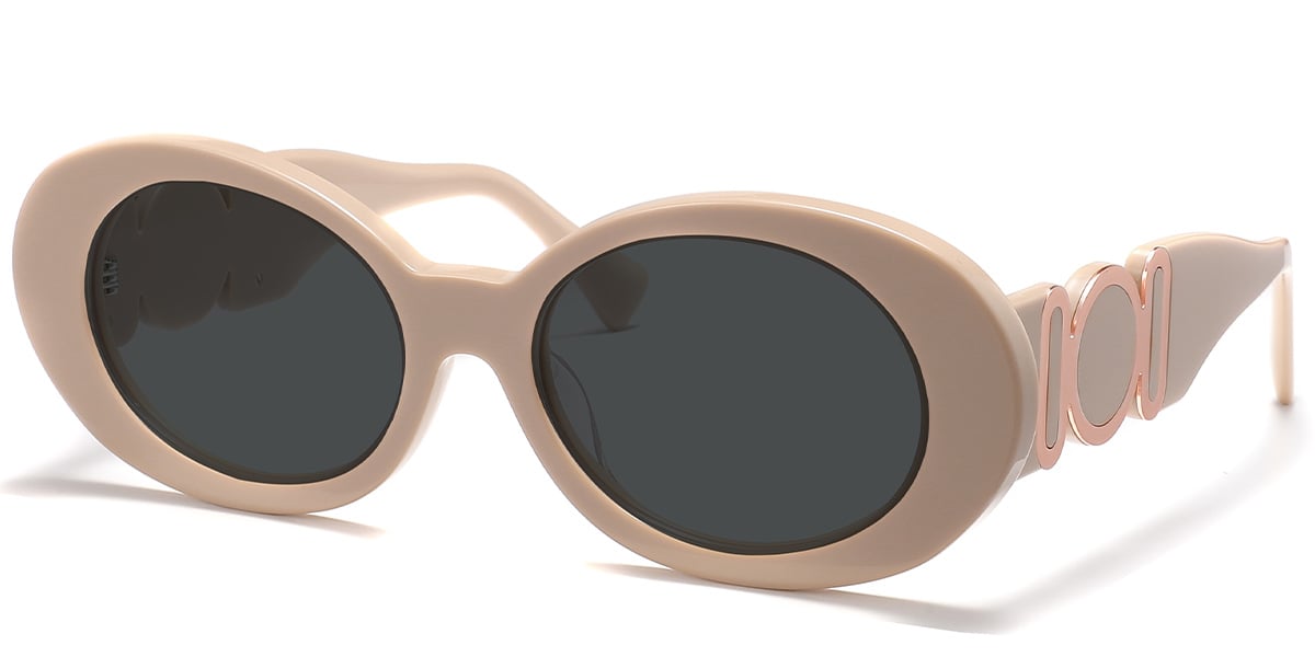 Acetate Oval Sunglasses light_brown+dark_grey_polarized