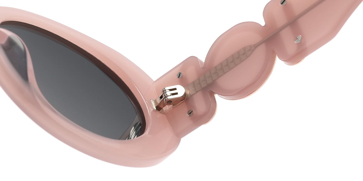 Acetate Oval Sunglasses pink+dark_grey_polarized