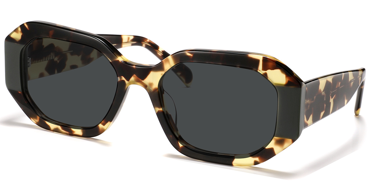 Acetate Rectangle Sunglasses pattern-tortoiseshell+dark_grey_polarized