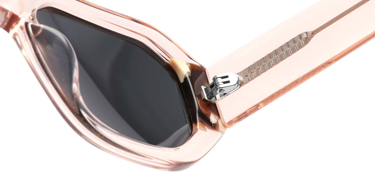 Acetate Rectangle Sunglasses pattern-pink+dark_grey_polarized