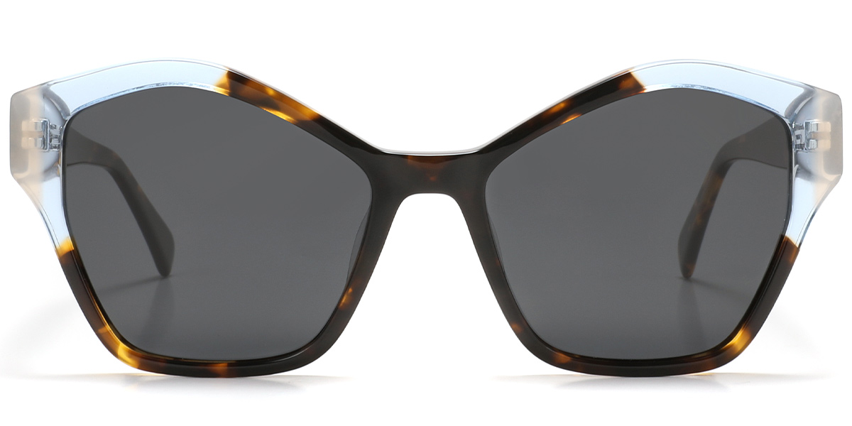 Acetate Geometric Sunglasses pattern-tortoiseshell+dark_grey_polarized