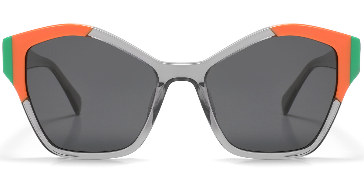 Acetate Geometric Sunglasses pattern-grey+dark_grey_polarized