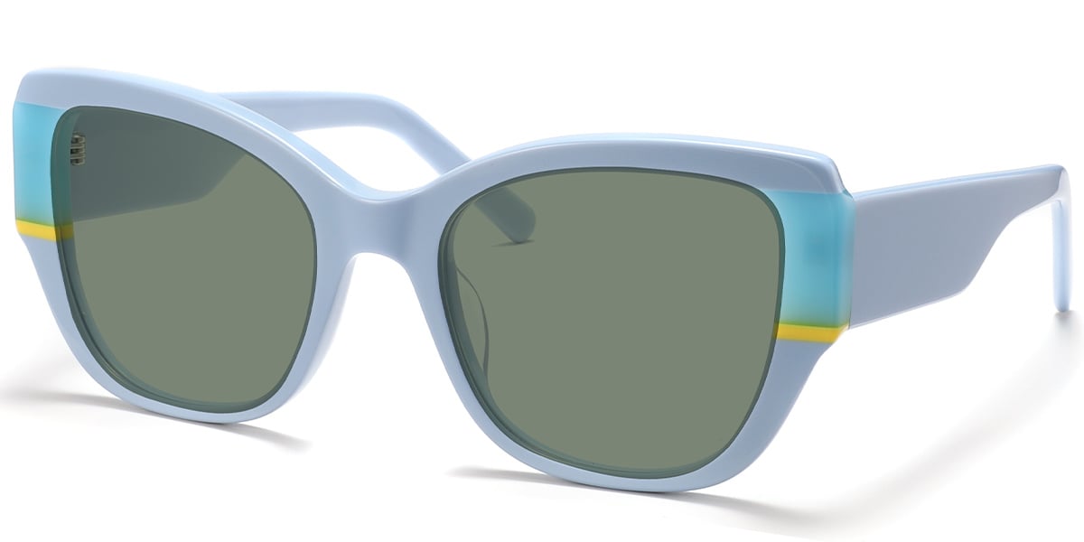 Acetate Square Sunglasses pattern-blue+green_polarized