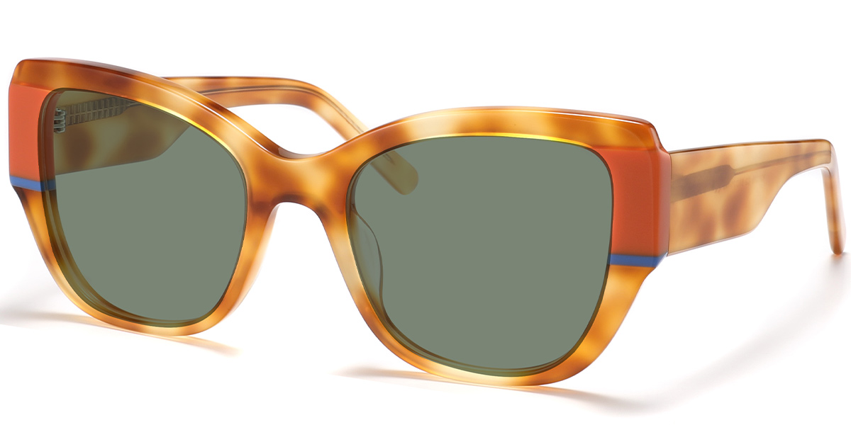 Acetate Square Sunglasses pattern-tortoiseshell+green_polarized