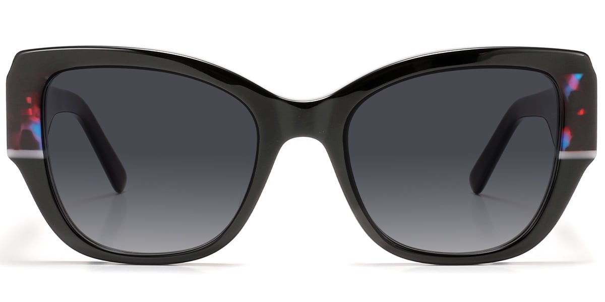 Acetate Square Sunglasses pattern-black+gradient_grey_polarized