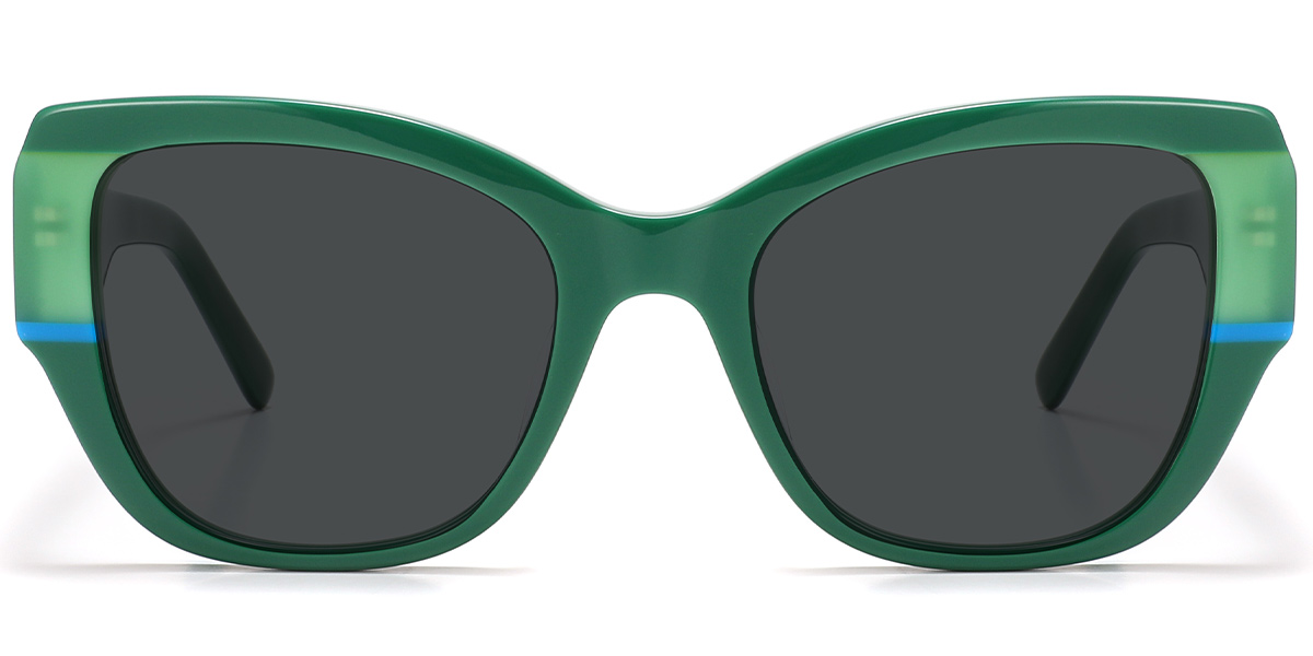 Acetate Square Sunglasses pattern-green+dark_grey_polarized