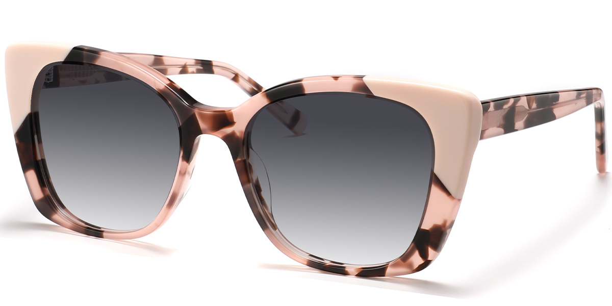 Acetate Square Sunglasses pattern-pink+gradient_grey_polarized