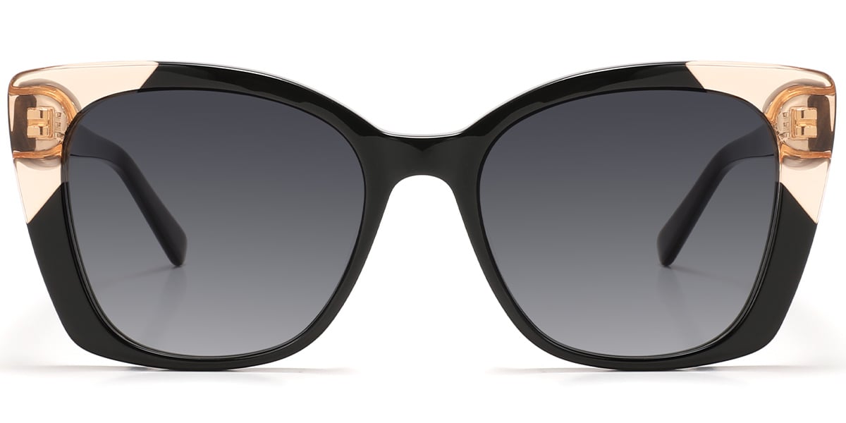 Acetate Square Sunglasses pattern-black+gradient_grey_polarized