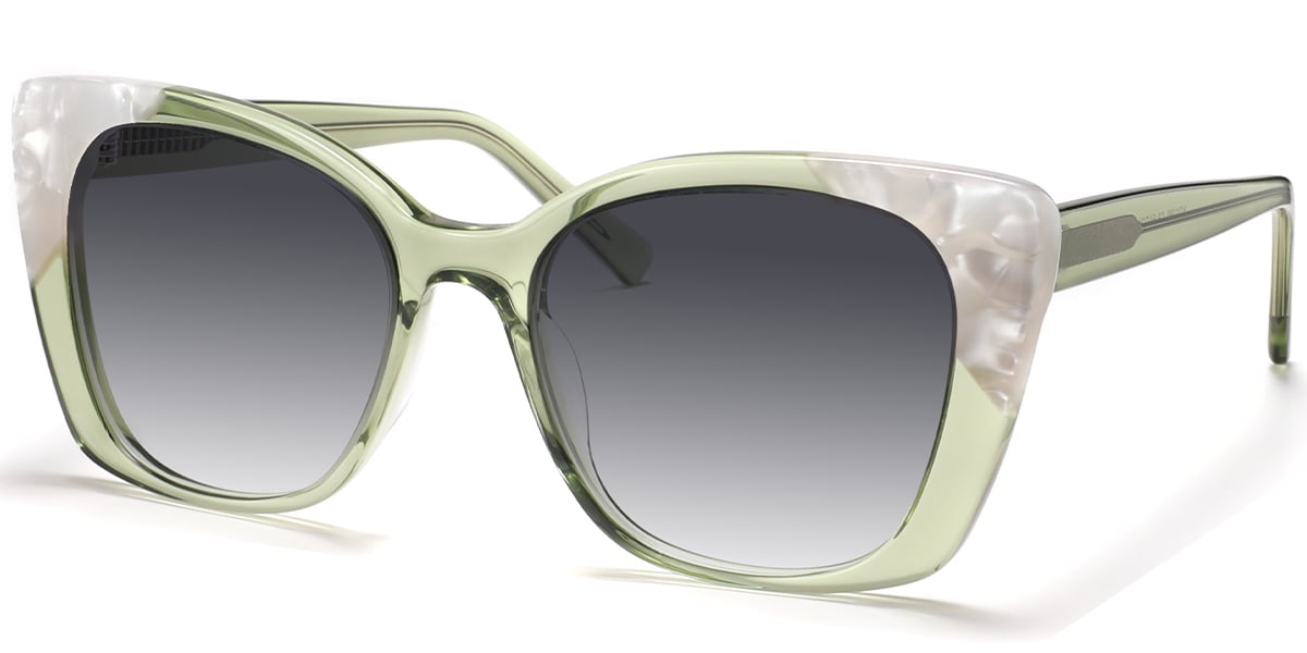 Acetate Square Sunglasses pattern-green+gradient_grey_polarized