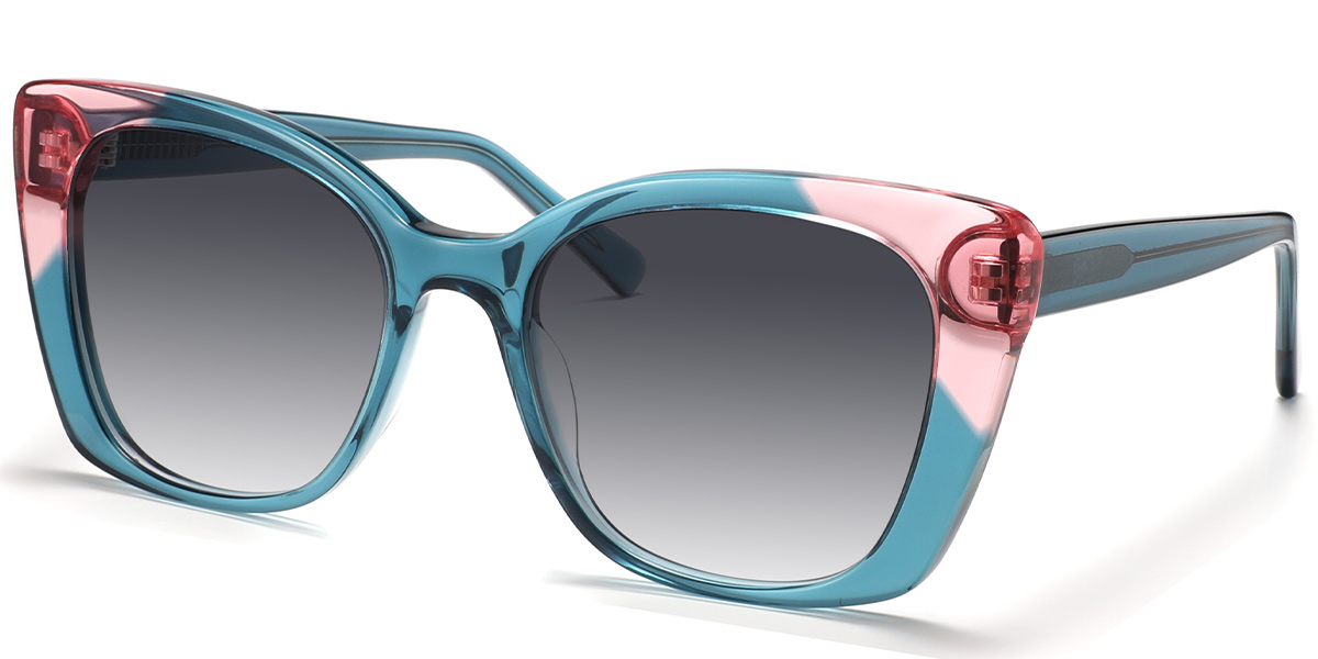 Acetate Square Sunglasses pattern-blue+gradient_grey_polarized