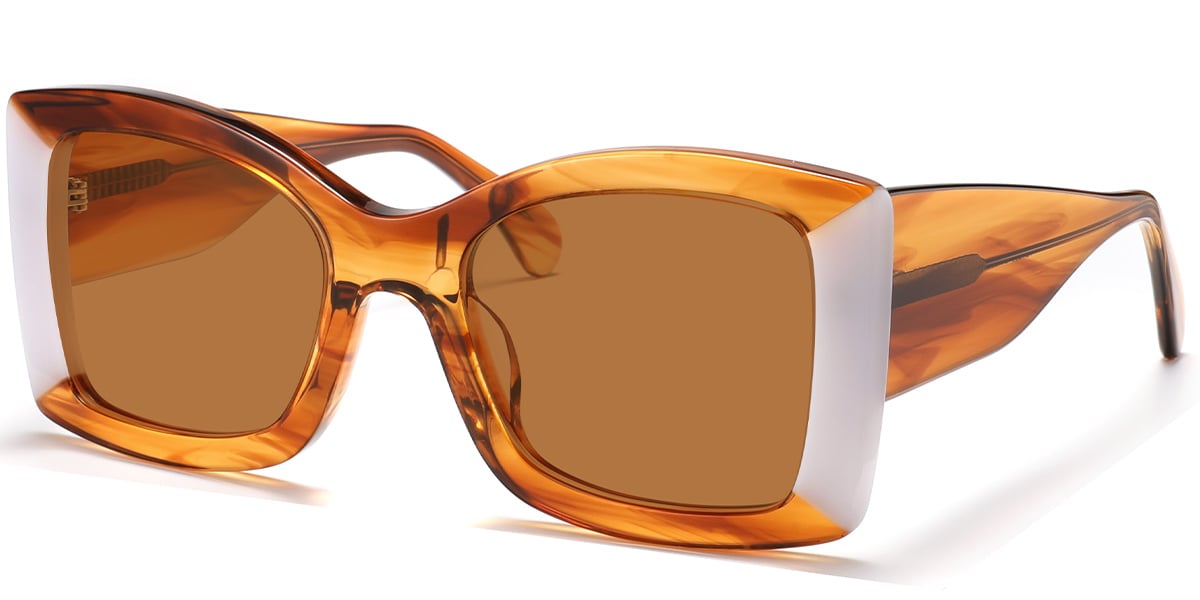 Acetate Square Sunglasses pattern-yellow+amber_polarized